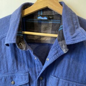 Kavu Shirt Mens XL  Blue Heavy Flannel Snap Front Western Outdoor Warm